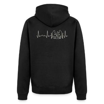 Paare Freunde trinken Kaffee. Herz. Liebe. Ekg. - Unisex Premium Bio Zip Hoodie - Schwarz - Hinten - Nico (187cm)