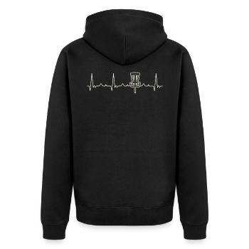 Frisbee Ultimate Disc Golf. Heart. Love. EKG. - Unisex Premium Organic Zip Hoodie - black - Back - Nico (187cm)