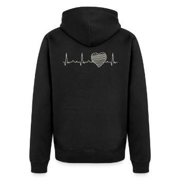 Heart rayas amor. Corazón. Amor. Ekg. Legumbres. - Veste à capuche bio Premium Unisexe - noir - Dos - Nico (187cm)