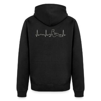 Sommer Sonnenbaden Mädchen. Herz. Liebe. Ekg. - Unisex Premium Bio Zip Hoodie - Schwarz - Hinten - Nico (187cm)