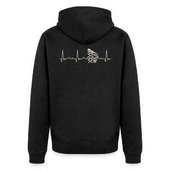 Net de pelota de fútbol. Corazón. Amor. Ekg. - Veste à capuche bio Premium Unisexe - noir - Dos - Nico (187cm)