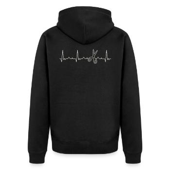 Tijeras. Corazón. Amor. Ekg. Legumbres. Derrotar. - Veste à capuche bio Premium Unisexe - noir - Dos - Nico (187cm)