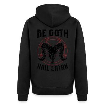 Satanism Proverbs - Unisex Premium Organic Zip Hoodie - black - Back - Nico (187cm)