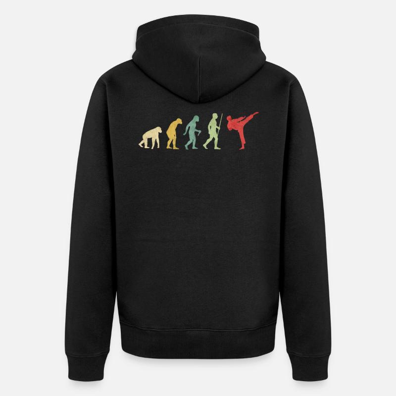 Karate High Kick Evolution - Unisex Premium Organic Zip Hoodie - black
