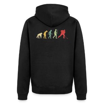 Ice Hockey Player Puck Skating Evolution - Unisex Premium Organic Zip Hoodie - black - Back - Nico (187cm)