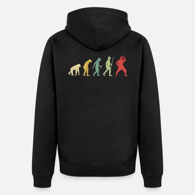 Ninja Pose Evolution - Unisex Premium Bio Zip Hoodie - Schwarz