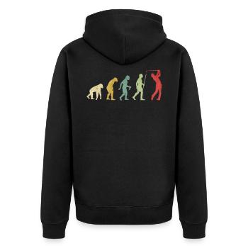 Golf Schussloch in einer Entwicklung - Unisex Premium Bio Zip Hoodie - Schwarz - Hinten - Nico (187cm)