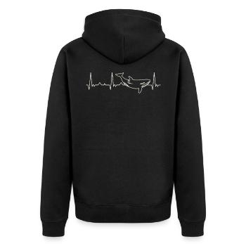 Orka. Herz. Liebe. Ekg. Impuls. Schlagen. - Unisex Premium Bio Zip Hoodie - Schwarz - Hinten - Nico (187cm)