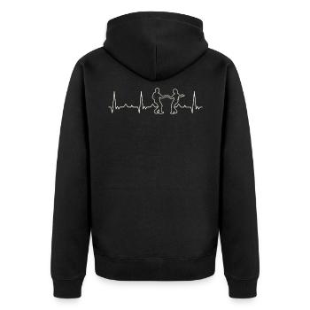 Dancing Couple. Heart. Love. EKG. Pulse. Beat. - Unisex Premium Organic Zip Hoodie - black - Back - Nico (187cm)