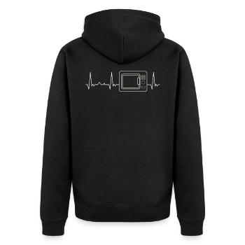 Microwave. Heart. Love. EKG. Pulse. Beat. - Unisex Premium Organic Zip Hoodie - black - Back - Nico (187cm)
