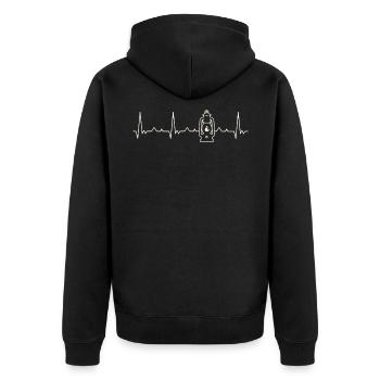 Linterna. Corazón. Amor. Ekg. Legumbres. Derrotar. - Veste à capuche bio Premium Unisexe - noir - Dos - Nico (187cm)