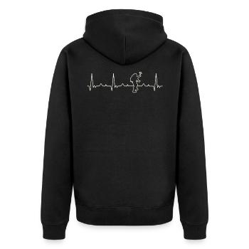 Montañismo. Corazón. Amor. Ekg. Legumbres. - Veste à capuche bio Premium Unisexe - noir - Dos - Nico (187cm)