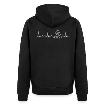 Ringen. Herz. Liebe. Ekg. Impuls. Schlagen. - Unisex Premium Bio Zip Hoodie - Schwarz - Hinten - Nico (187cm)