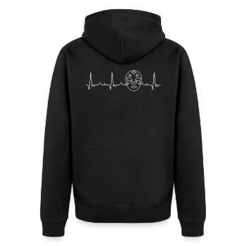 Wrestlingmaske. Herz. Liebe. Ekg. Impuls. - Unisex Premium Bio Zip Hoodie - Schwarz - Hinten - Nico (187cm)