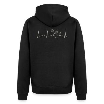 Wasserpolo männlicher Wurf. Herz. Liebe. Ekg. - Unisex Premium Bio Zip Hoodie - Schwarz - Hinten - Nico (187cm)
