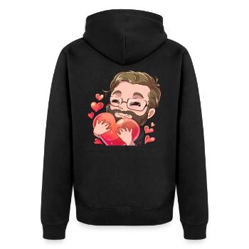 Heart Manny - Unisex Premium Bio Zip Hoodie - Schwarz - Hinten - Nico (187cm)