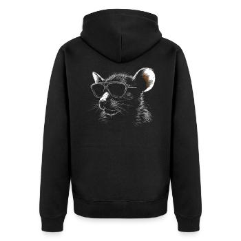 Ratten Sonnenbrille - Unisex Premium Bio Zip Hoodie - Schwarz - Hinten - Nico (187cm)