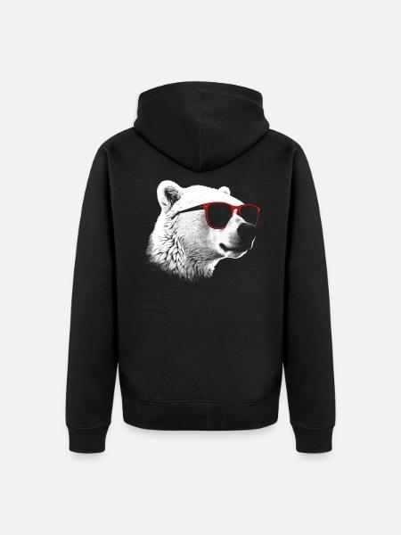 Polar Bear Cool Sunglasses - Unisex Premium Organic Zip Hoodie - black