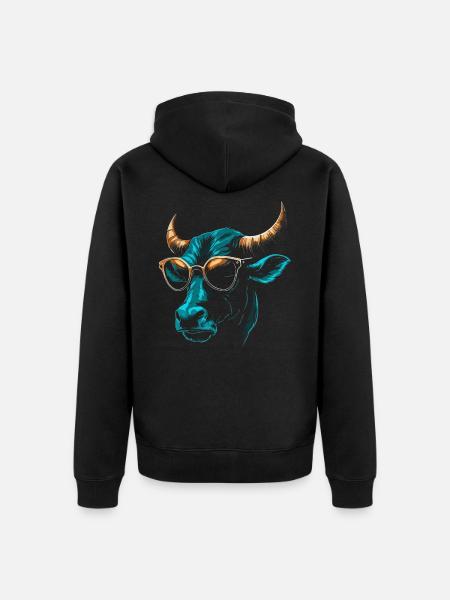 Ox Sunglasses - Unisex Premium Organic Zip Hoodie - black