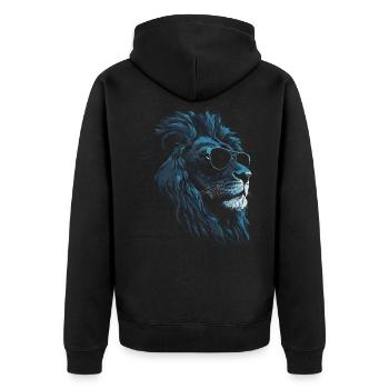 Lion Sunglasses - Unisex Premium Organic Zip Hoodie - black - Back - Nico (187cm)