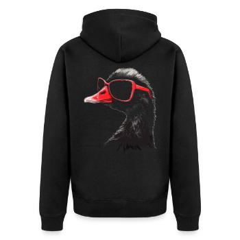 Gänse Sonnenbrille - Unisex Premium Bio Zip Hoodie - Schwarz - Hinten - Nico (187cm)