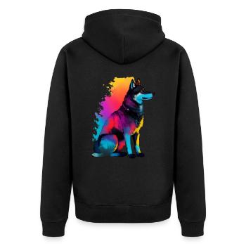 A dog wolf silhoutte colorful.beautiful dog wolf png - Unisex Premium Organic Zip Hoodie - black - Back - Nico (187cm)