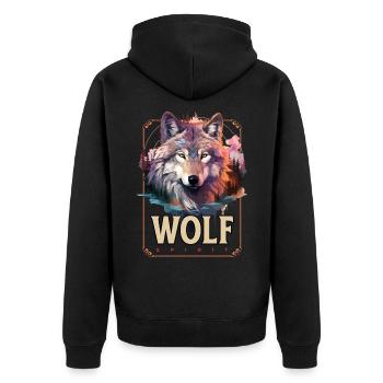 Loup tête de loup Nature nature sauvage aventure forêt Art - Veste à capuche bio Premium Unisexe - noir - Dos - Nico (187cm)
