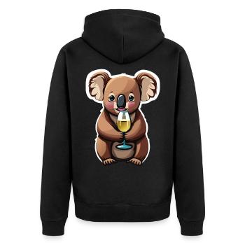 Koala Bear with Wine Glass - Unisex Premium Organic Zip Hoodie - black - Back - Nico (187cm)