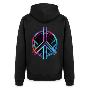 Peace Sign Peace Colorful Neon Against War Love - Unisex Premium Organic Zip Hoodie - black - Back - Nico (187cm)