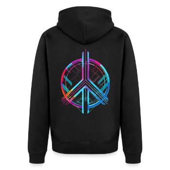Peace Sign Peace Colorful Neon Against War Love - Unisex Premium Organic Zip Hoodie - black - Back - Nico (187cm)