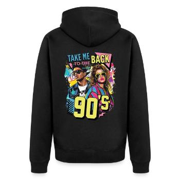 90s 90s Music Colorful Party Carnival Costume - Unisex Premium Organic Zip Hoodie - black - Back - Nico (187cm)