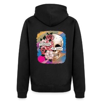 Saint-Valentin Amour pour toujours - Veste à capuche bio Premium Unisexe - noir - Dos - Nico (187cm)