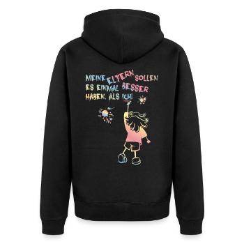 Kinder (Eltern-sollen-es-besser-haben-Edition) - Unisex Premium Bio Zip Hoodie - Schwarz - Hinten - Nico (187cm)