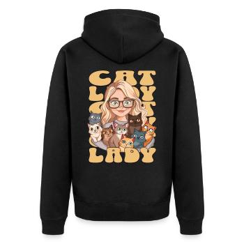 Chat Dame Chats Femme Fille J’aime Les Chats Drôle - Veste à capuche bio Premium Unisexe - noir - Dos - Nico (187cm)