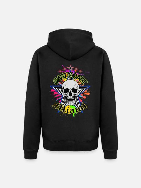 East Coast Miami Skull - Veste à capuche bio Premium Unisexe - noir