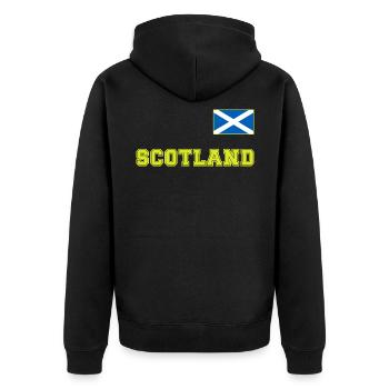 Scotland Shirt Look - SCOTLAND with Flag Flag - Unisex Premium Organic Zip Hoodie - black - Back - Nico (187cm)