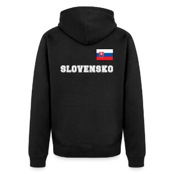 Slovakia jersey look - SLOVENSKO with flag flag - Unisex Premium Organic Zip Hoodie - black - Back - Nico (187cm)