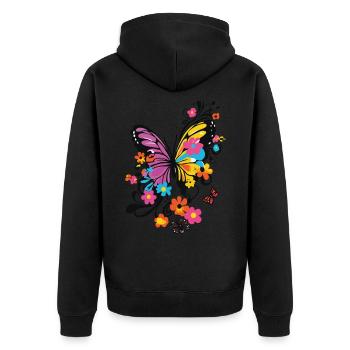 Butterfly Colorful Colorful Beautiful Art Nature - Unisex Premium Organic Zip Hoodie - black - Back - Nico (187cm)
