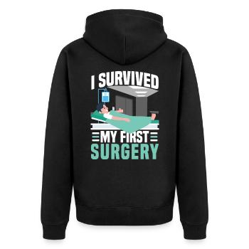 Chirurgische OP Operation PAtient - Unisex Premium Bio Zip Hoodie - Schwarz - Hinten - Nico (187cm)