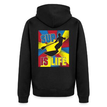 SUP Wassersport Sup Pop Standup Paddle - Unisex Premium Bio Zip Hoodie - Schwarz - Hinten - Nico (187cm)