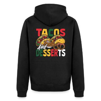 Nachos mexicains, tortillas, tacos et desserts - Veste à capuche bio Premium Unisexe - noir - Dos - Nico (187cm)