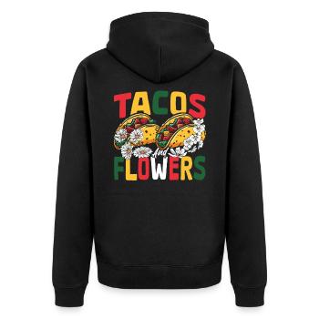 Nachos Mexiko Mexikanisches Gericht Tacos Blumen - Unisex Premium Bio Zip Hoodie - Schwarz - Hinten - Nico (187cm)