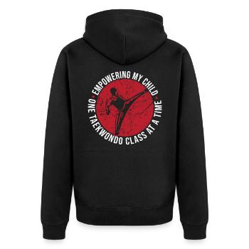 Tae Kwon Do Taekwon-Do Kicking Taekwondo Parents - Unisex Premium Organic Zip Hoodie - black - Back - Nico (187cm)