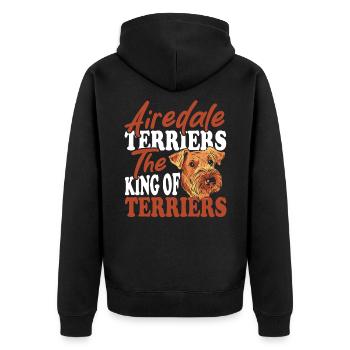 Airedale Rescue Terrier Airedale Terrier - Unisex Premium Bio Zip Hoodie - Schwarz - Hinten - Nico (187cm)