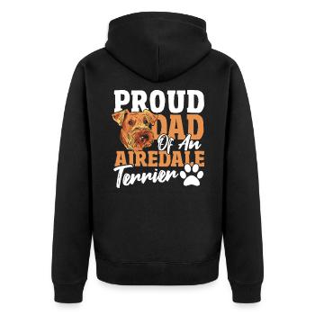Airedale Puppy Dad Airedale Dog Airedale Terrier - Unisex Premium Organic Zip Hoodie - black - Back - Nico (187cm)