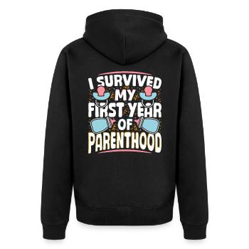 Education - surviving the first year of parenthood - Unisex Premium Organic Zip Hoodie - black - Back - Nico (187cm)