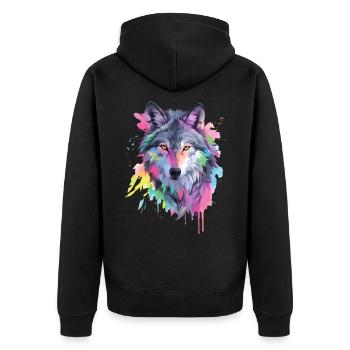 Wolf Wolf Head Predator Forest Nature Wilderness Art - Unisex Premium Organic Zip Hoodie - black - Back - Nico (187cm)