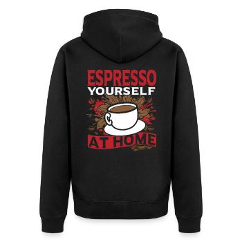 Perfect Brew Coffee Beans Coffee Lover Home - Unisex Premium Bio Zip Hoodie - Schwarz - Hinten - Nico (187cm)
