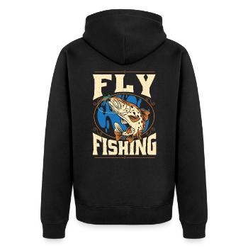 Fliegen binden Fliegenfischen Forellen Trockenes - Unisex Premium Bio Zip Hoodie - Schwarz - Hinten - Nico (187cm)