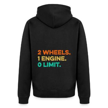 2 Wheels 1 Enginee 0 Limits Dirt Biker Motorcycle - Unisex Premium Bio Zip Hoodie - Schwarz - Hinten - Nico (187cm)